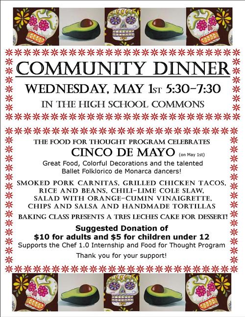 food service cinco de mayo community dinner may 1st school cinco de mayo program flyer